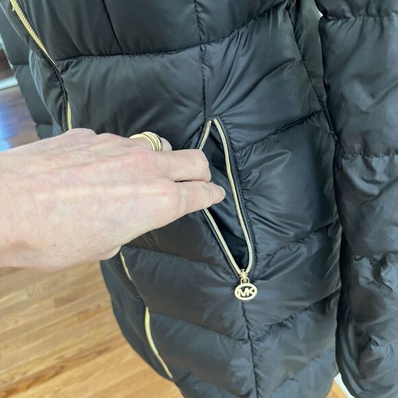Michael Kors Packable Down Fill Long Coat Puffer Jacket Womens XS Quilted Travel - Picture 12 of 15